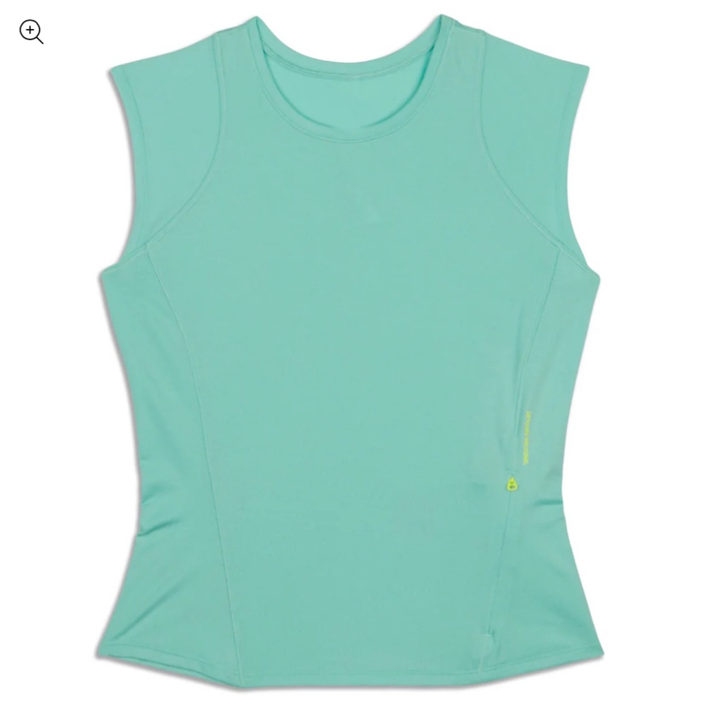 Lululemon Cap Sleeve Hiking Tank Top Wild Mint  with Zippered Pocket. Size 8
